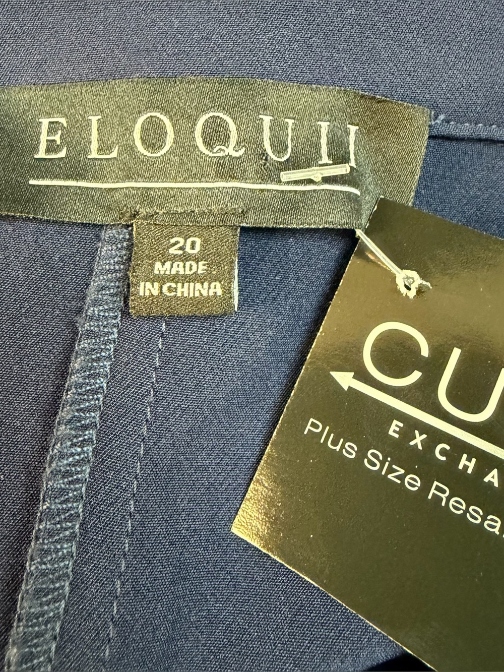 Eloquii Navy Long-Sleeve Tie-Neck Dress with Floral EmbroideryđPERFECT FOR FALL - Picture 4 of 5